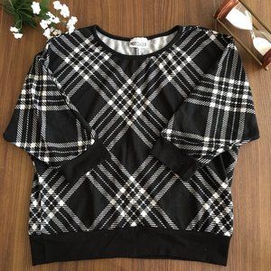 HOT Ginger Small Diagonal Plaid Black & White Top
